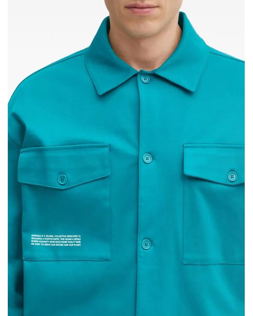 PANGAIA Blue Chest-Pocket Button-Up Shirt for men