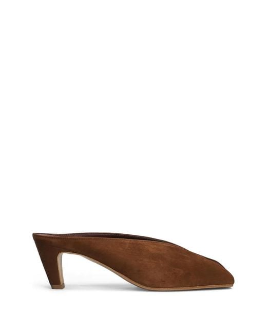 BIANCADI Brown Peep-Toe Suede Mules