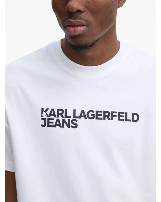 Karl Lagerfeld White Logo-Print T-Shirt for men