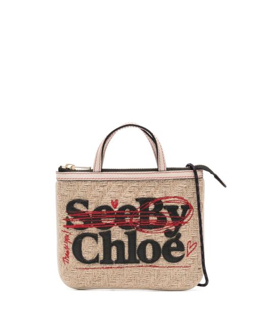 See By Chloé White Logo-lettering Jute Crossbody Bag