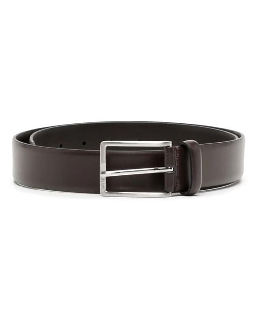 Boss Black Italian-Leather Belt With Brushed Hardware for men