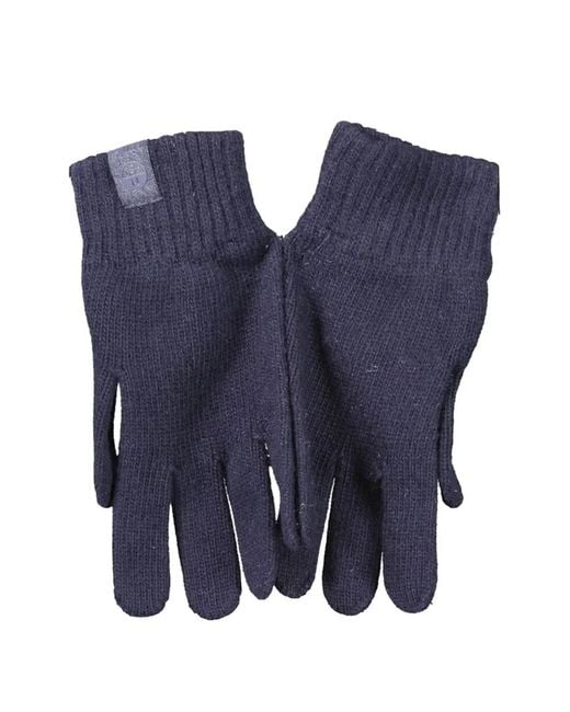 North Sails Blue Ribbed-Knit Logo-Patch Gloves for men