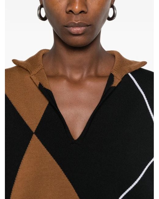 Max Mara Black Sala Argyle-Pattern Sweater
