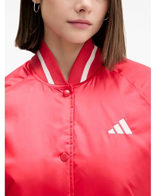 Adidas Red Embroided Bomber Jacket