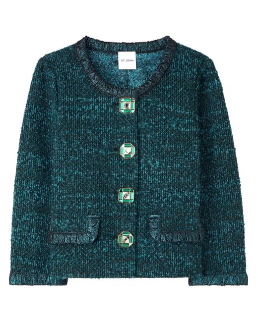 St. John Green Jewel-buttons Tweed Jacket