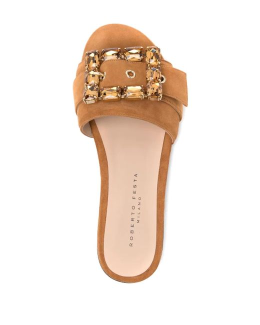 Madison Maison Brown Madison Maison Fade Jeweled Buckle Khaki Sandals