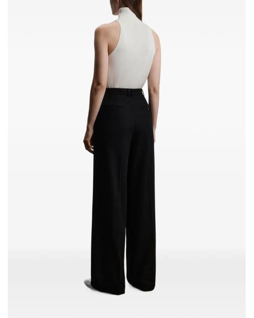 12 STOREEZ Black Pleated Wide-Leg Trousers