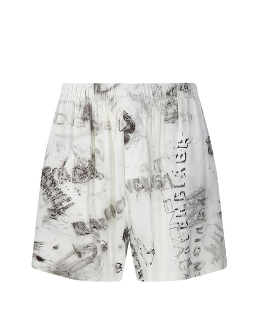 Balenciaga メンズ グレー プリント パジャマショートパンツ