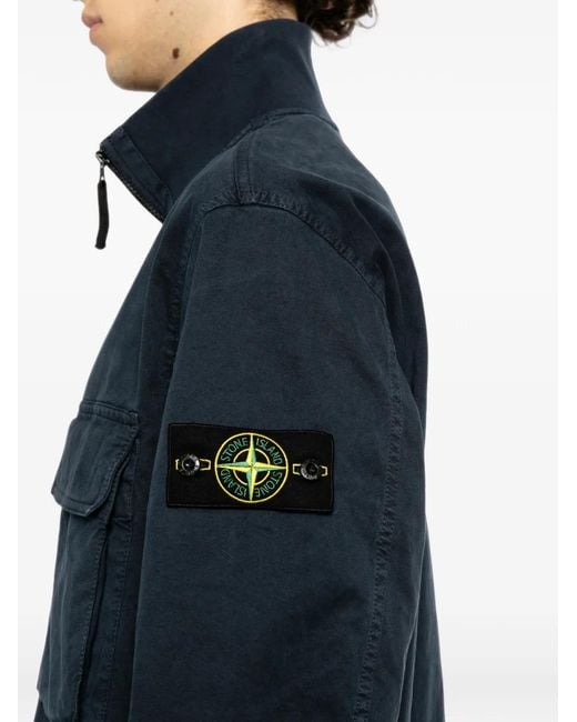 Stone Island Blue Logo-Patch Jacket for men