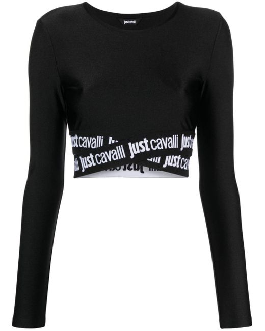 Just Cavalli T-shirt Met Logoband En Lange Mouwen in het Black