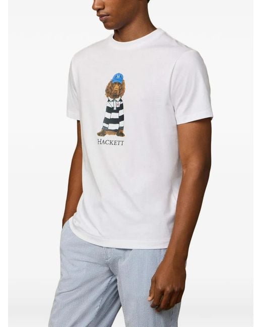 Hackett White Heritage Harry Print T-Shirt for men