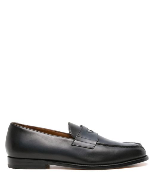 Doucal's Black Faded Leather Penny Loafers for men