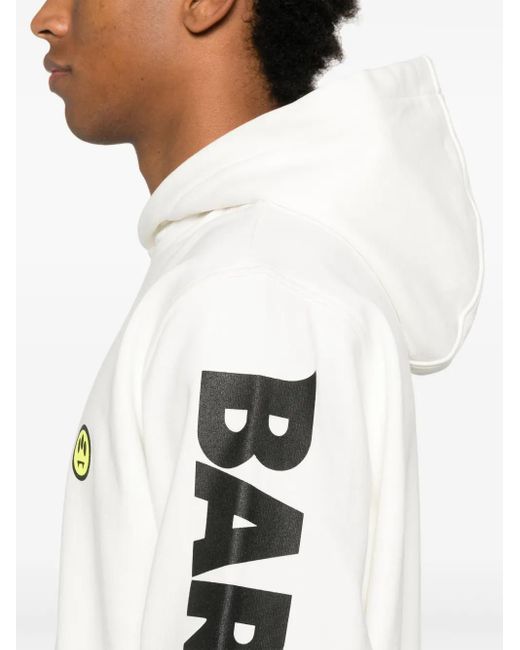 Barrow White Cotton Hoodie