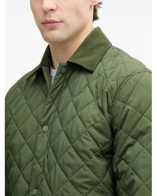 Benetton Green Surchemise Matelassée À Col En Velours Côtelé for men