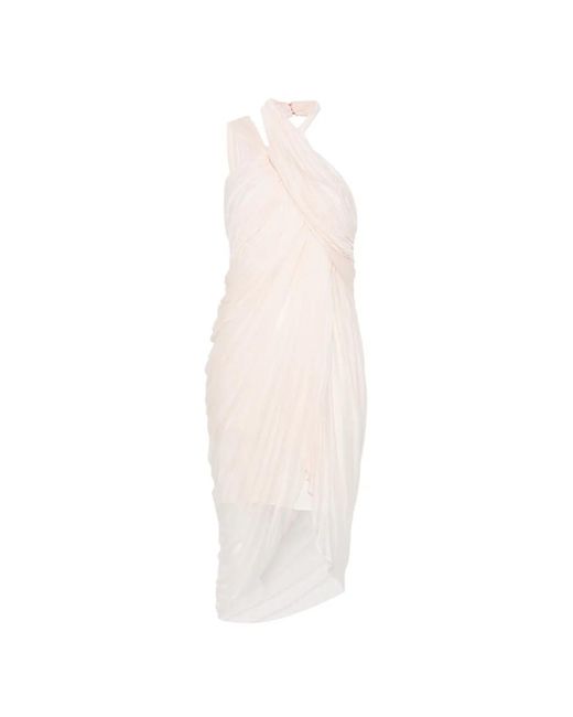 Balmain White Draped Asymmetric-Hem Mini Dress
