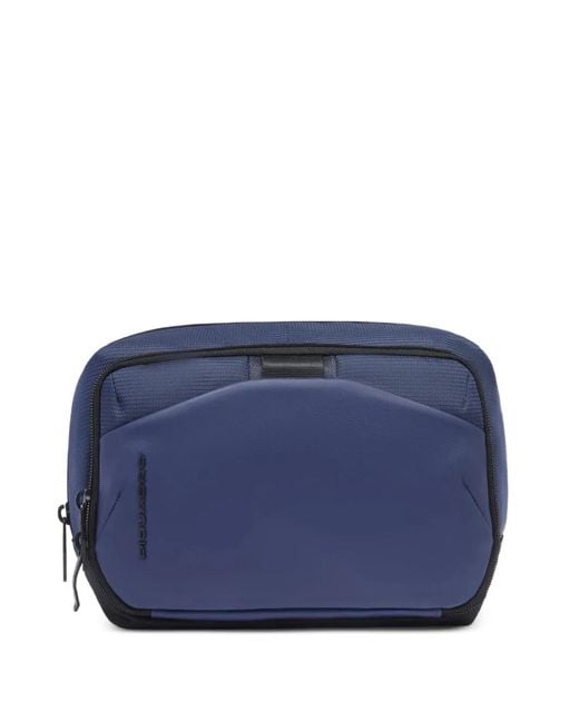 Piquadro Blue Logo-Embossed Toiletry Bag