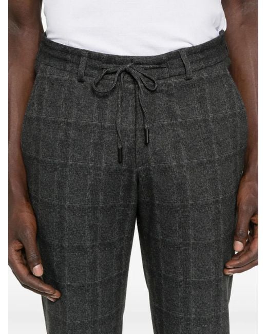 Karl Lagerfeld Gray Checked Drawstring Trousers for men