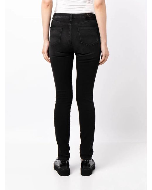 Emporio Armani Black Logo-Embroidered Skinny Jeans
