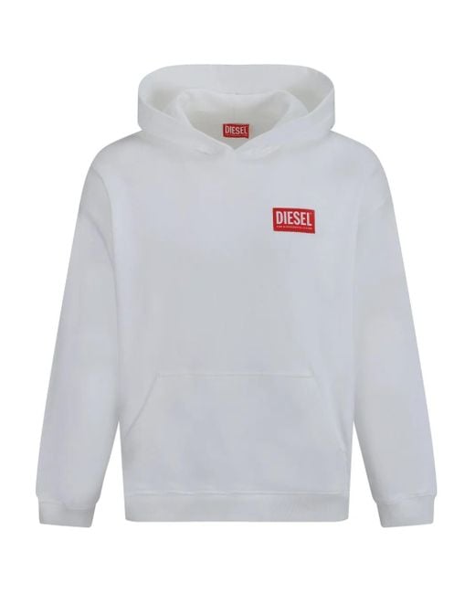 DIESEL White S-Boxt Cotton Hoodie for men