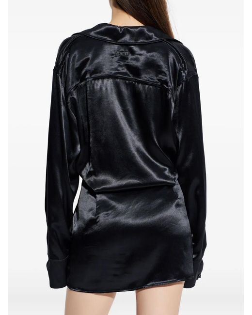 The Attico Black Buttoned Collared Mini Dress