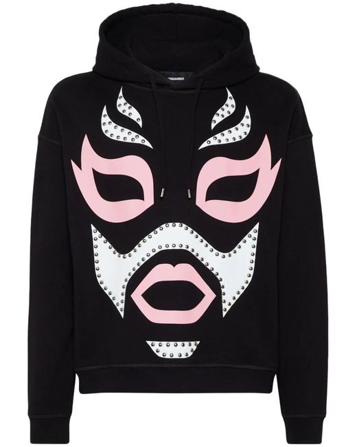 DSquared² Black Graphic-Print Hoodie for men