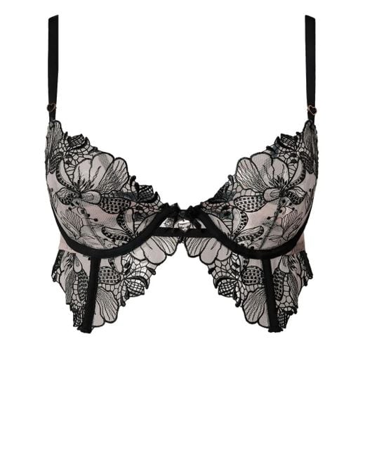 Sujetador de tul bordado Twinset de color Black