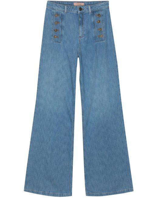 Twin Set High Waist Flared Jeans in het Blue