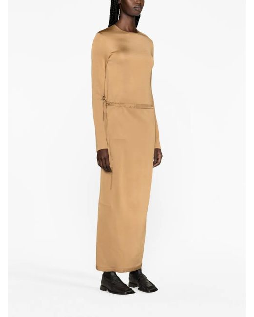 Jil Sander Natural Drawstring-Waist Midi Dress