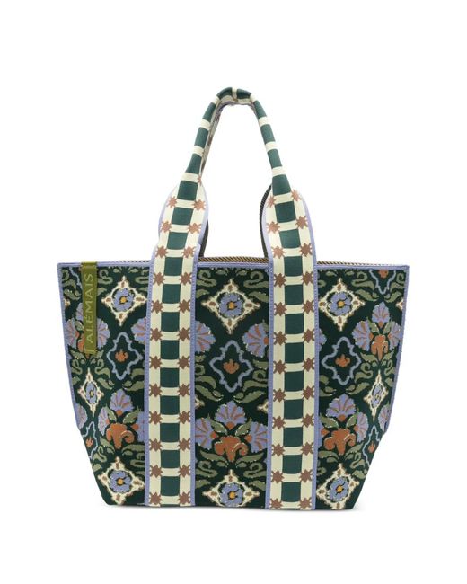 ALÉMAIS Green Sac Cabas Cece À Fleurs Format Maxi