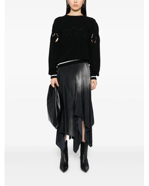 Yohji Yamamoto Black Asymmetric Mid Skirt