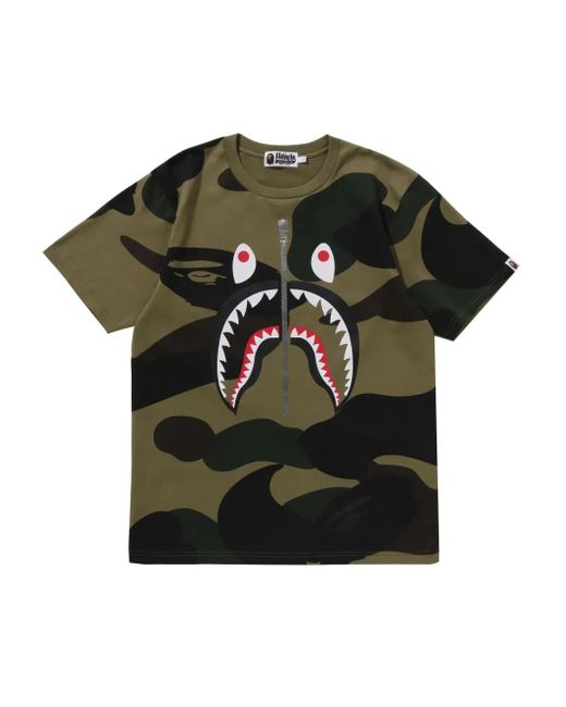 A Bathing Ape Green Shark Attack Camouflage T-Shirt for men