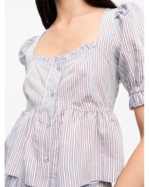 Ganni White Striped Blouse