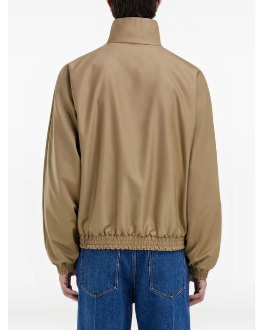Ferragamo Brown High-Collar Reversible Jacket for men