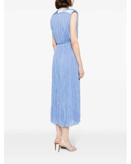 Aje. Blue Pleated Sleeveless Dress