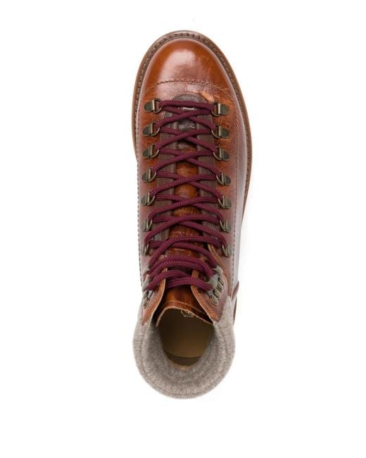 Brunello Cucinelli Schnürstiefel Mit Gepolstertem Knöchel in Brown für Herren