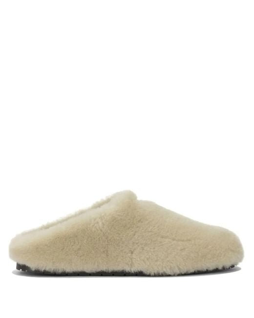 Mules Doublées De Plumes Prada en coloris White