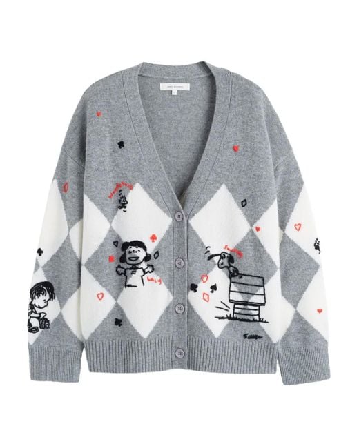 X Peanuts Cardigan À Losanges Chinti & Parker en coloris Gray