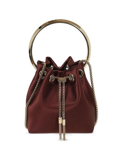 Jimmy Choo Red Bon Bon Ring-Handle Bucket Bag