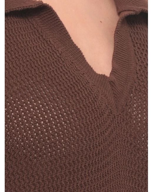 Marella Brown Mlslembi Open-Knit V-Neck Jumper