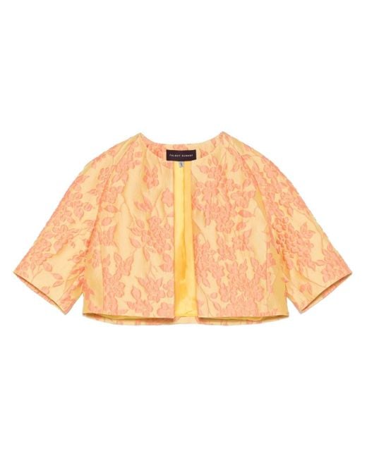 Veste Crop À Fleurs En Jacquard Talbot Runhof en coloris Orange