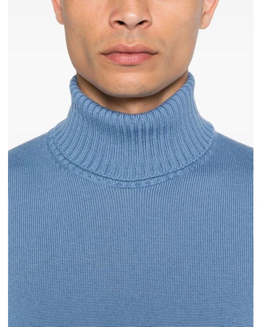 Drumohr Blue Turtleneck Merino-Wool Sweater for men