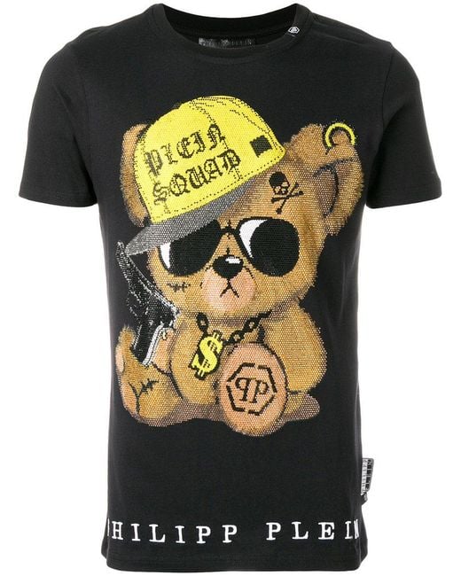 Philipp Plein Black Teddy Print T-shirt for men