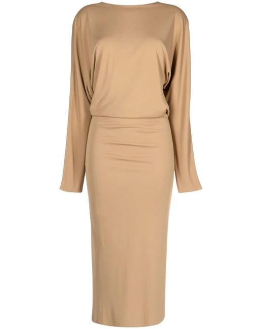 Khaite Natural The Trina Open-Back Midi Dress