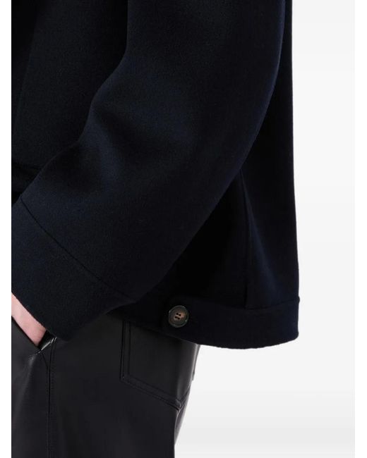 Max Mara Blue Hooded Virgin-Wool Coat