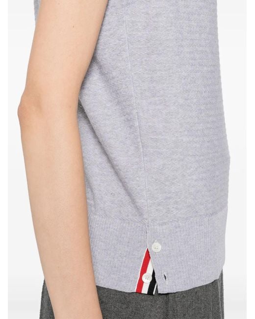 Thom Browne Gray Polo En Maille Torsadée
