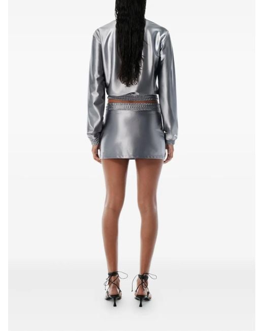 Alexander Wang Gray Elasticated-Waistband Satin Skirt