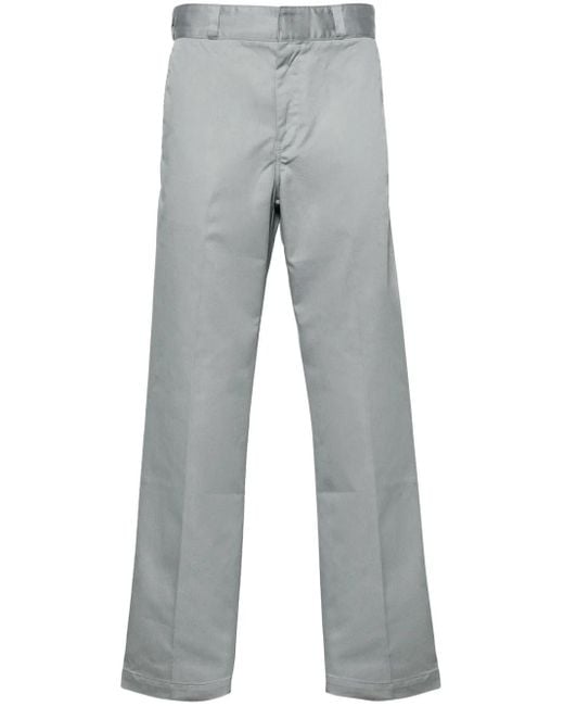 HUGO Gray Pressed-Crease Straight-Leg Trousers for men