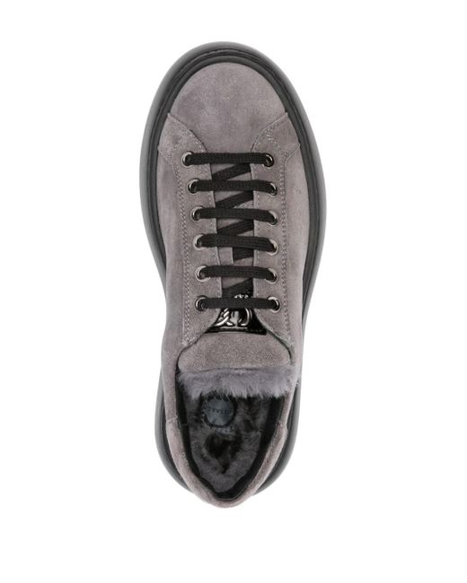 Casadei Gray Flatform Suede Sneakers
