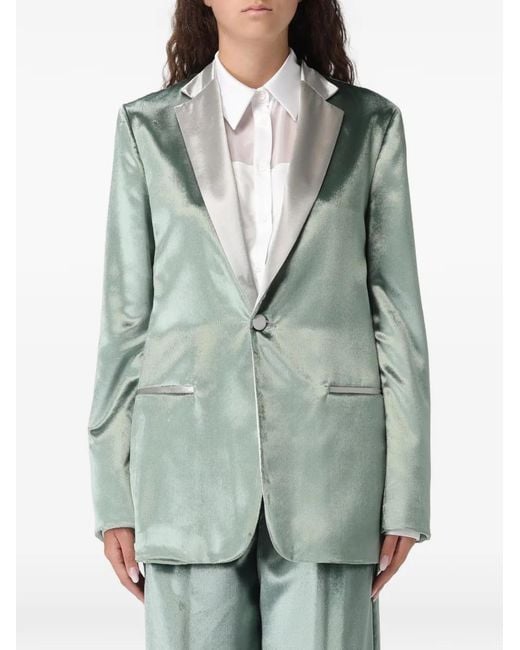 Alberta Ferretti Green Single-Breasted Blazer