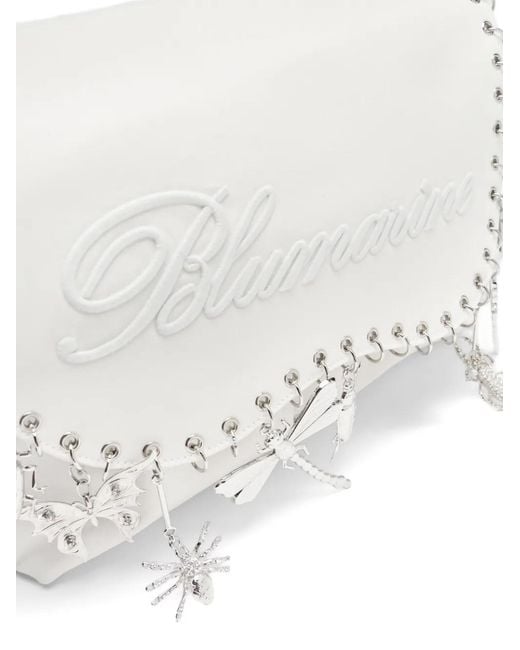 Blumarine White Embroidery Insect-Charm Shoulder Bag